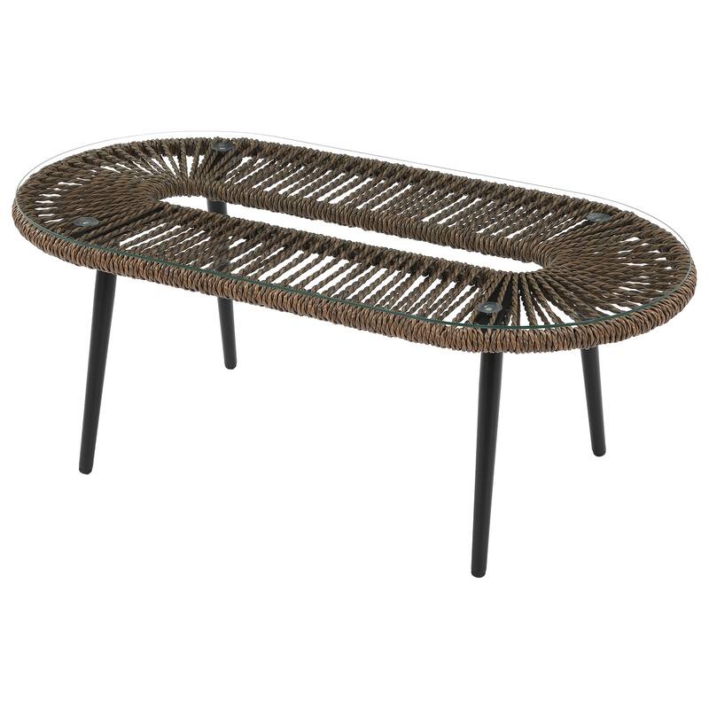 4-Person Outdoor Wicker Patio Conversation Seating Set with Coffee Table,