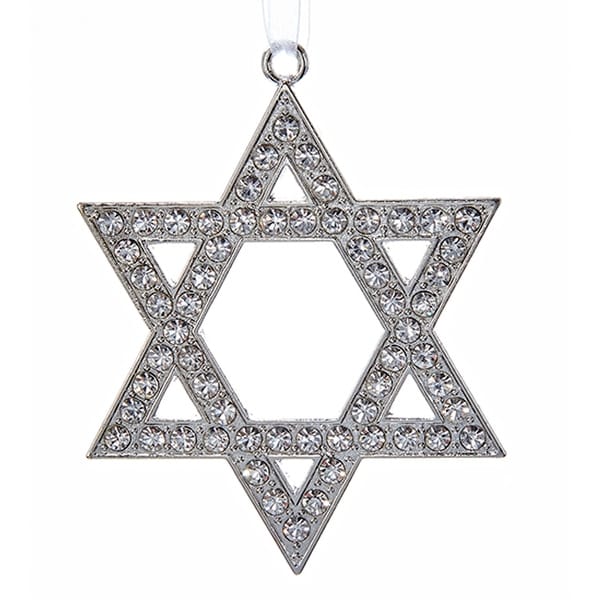 Silver Star Of David with Rhinestones Jewish Holiday Ornament