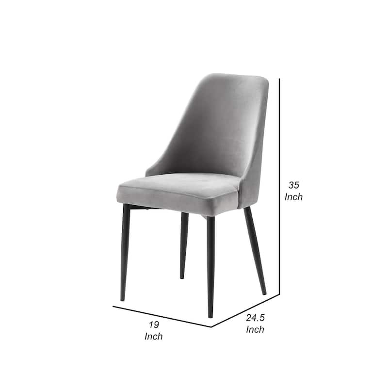 Black/Gray Velvet Upholstered Metal Frame Dining Chair, Set of 2, Sturdy Dining Chair for Dining Rooms - 17.5