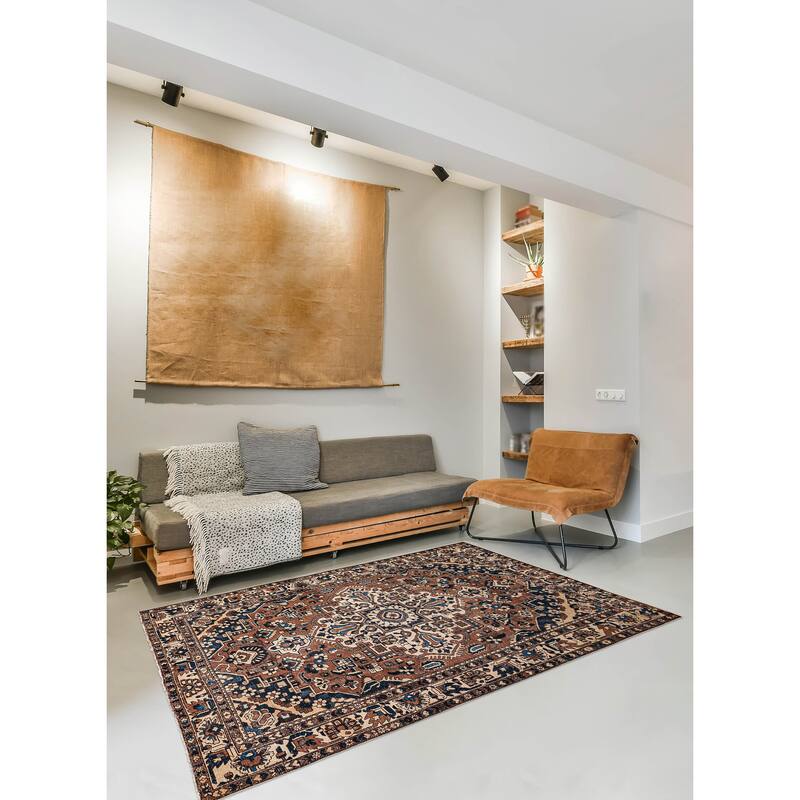 ECARPETGALLERY Hand-knotted Antalya Vintage Dark Copper Wool Rug - 6'7 x 10'3