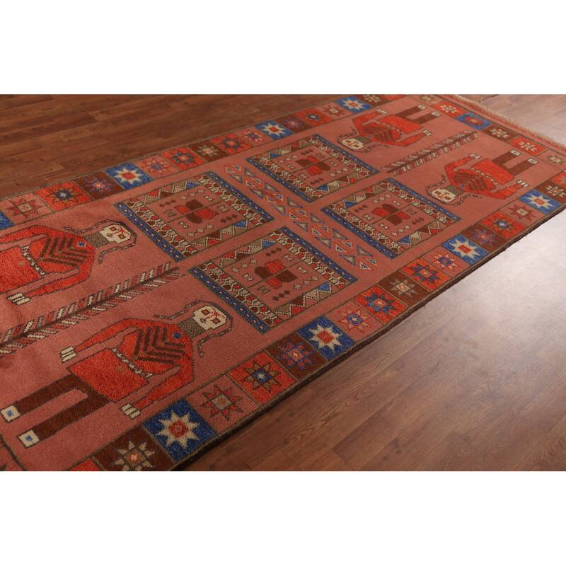 Tribal Kazak Indian Runner Rug Hand-Knotted Wool Carpet - 3'11"x 9'10"