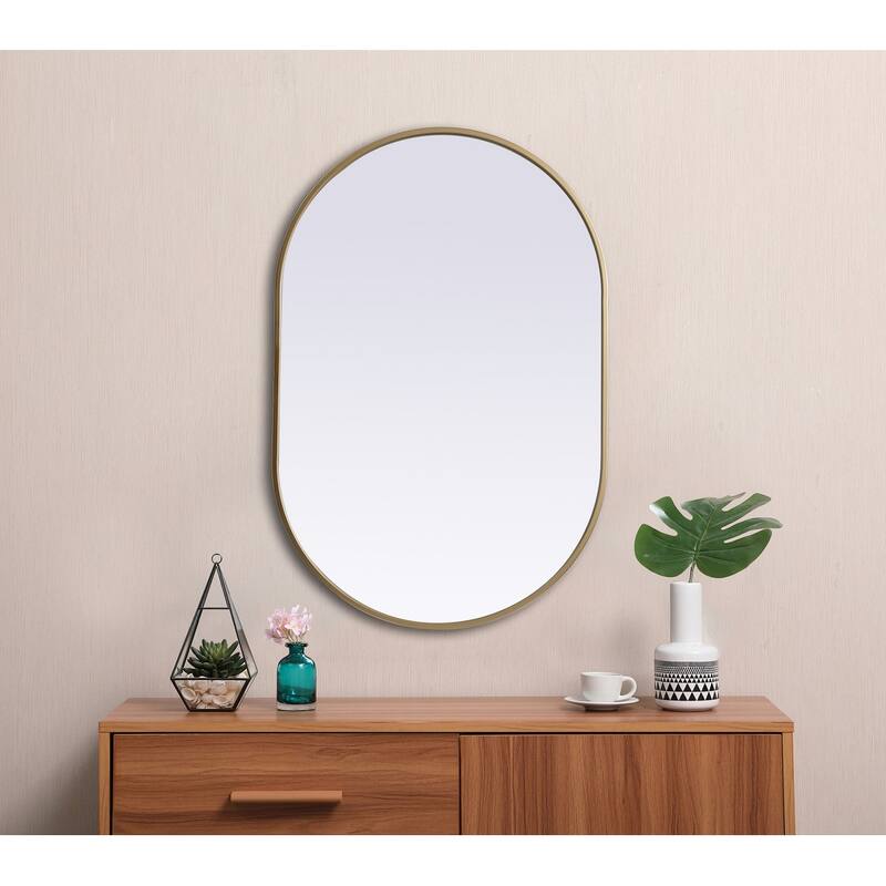 Indigo Home Metal Frame Oval Mirror 24x36 Inch