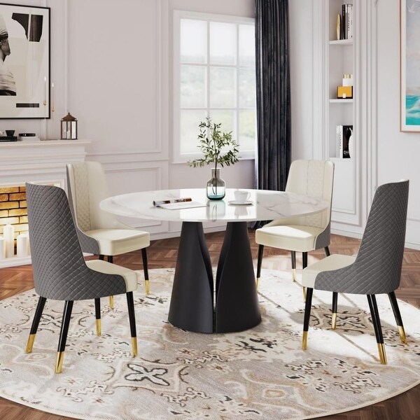 Round black and white dining table sale