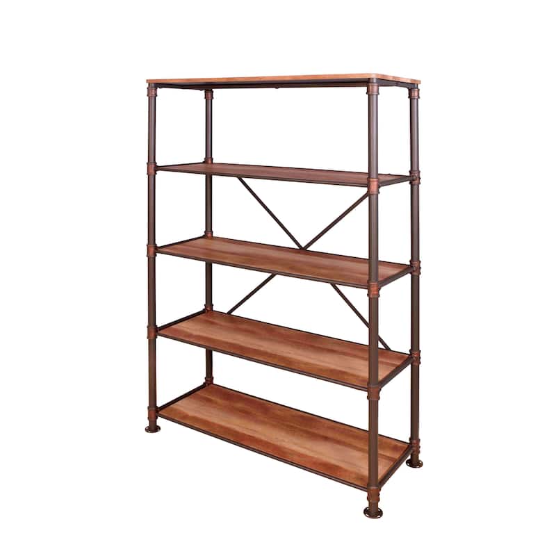 Revo Industrial Black Metal 5-Tier Bookshelf by Furniture of America