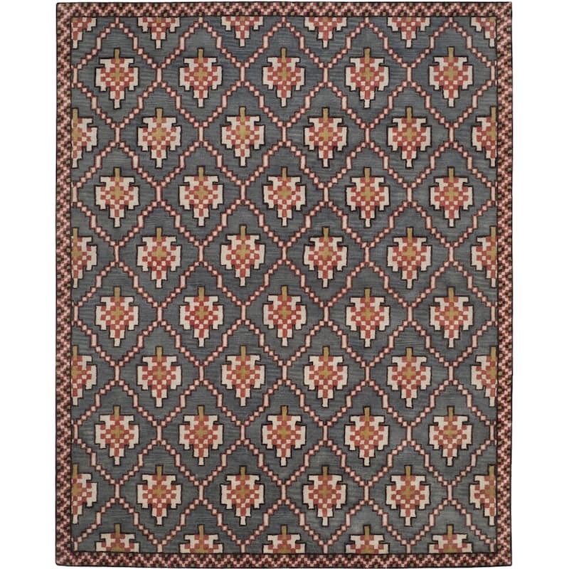 SAFAVIEH Handmade Maysoon Modern Trellis Wool Rug - 8' x 10' - Navy/Rust