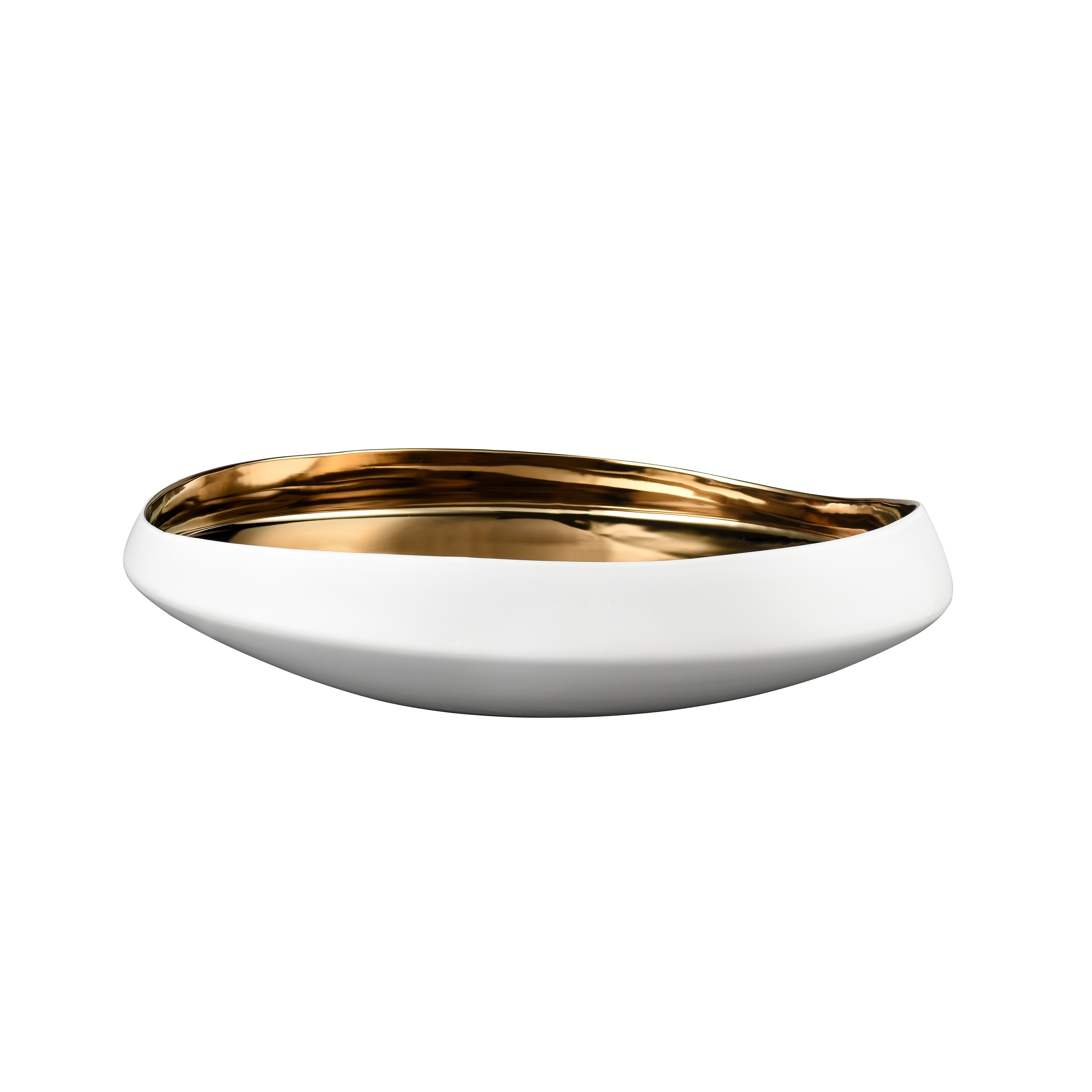 Elk Home Greer Bowl - Low White and Gold Glazed