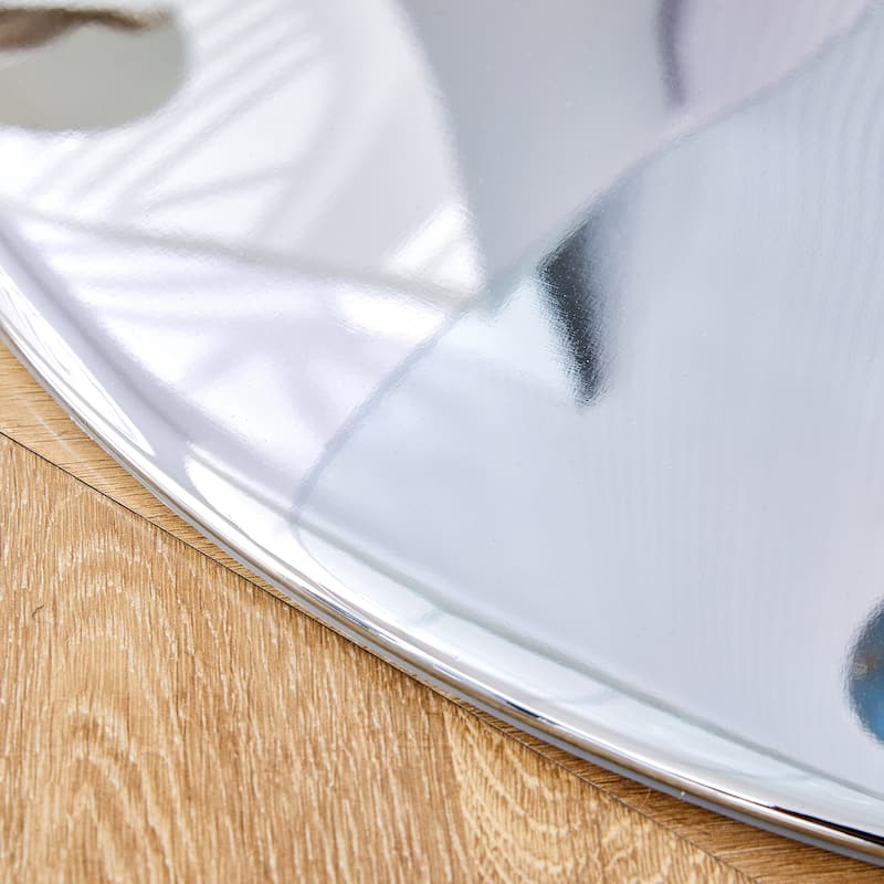 Glass Coffee Table, 29.5 Inch Round Modern Coffee Table, Small Center Table with Metal Legs for Living Room