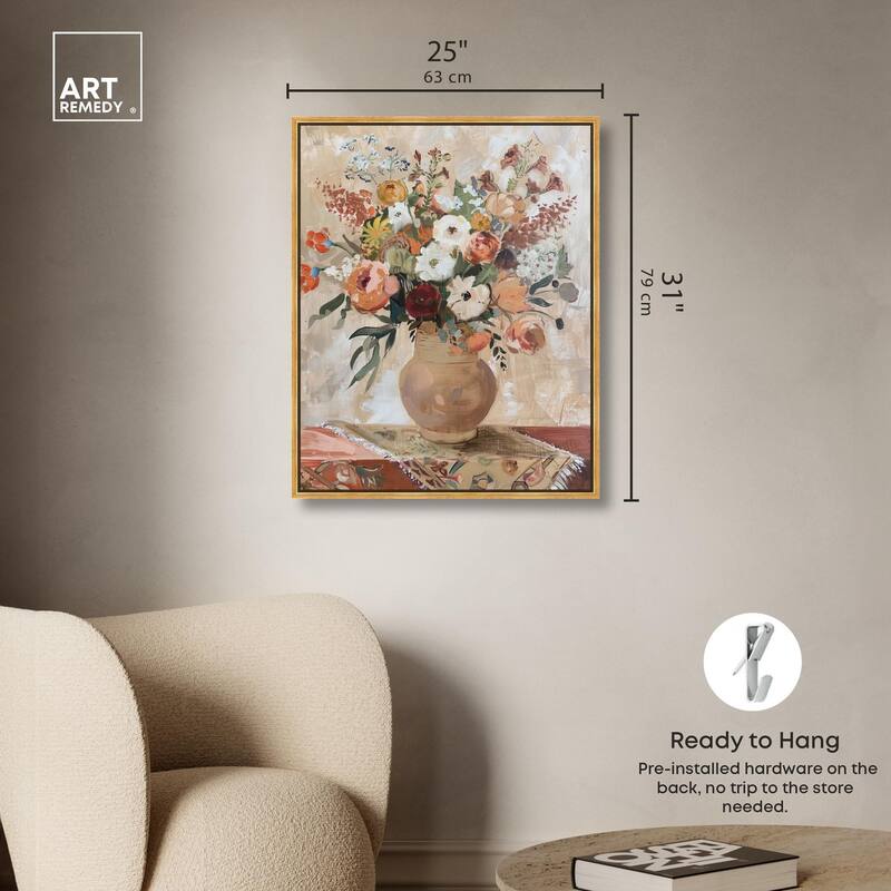 Clay Vase and Flowers Canvas by Art Remedy