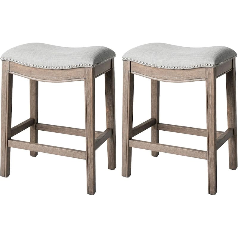 Maven Lane 26" Adrien Saddle Kitchen Counter Height Stool - Reclaimed Oak - Set of 2