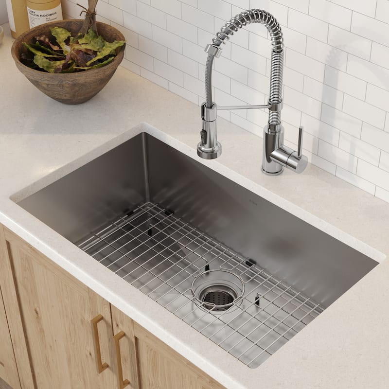Kraus 3-in-1 Set Undermount Kitchen Sink, Pulldown Faucet, Dispenser