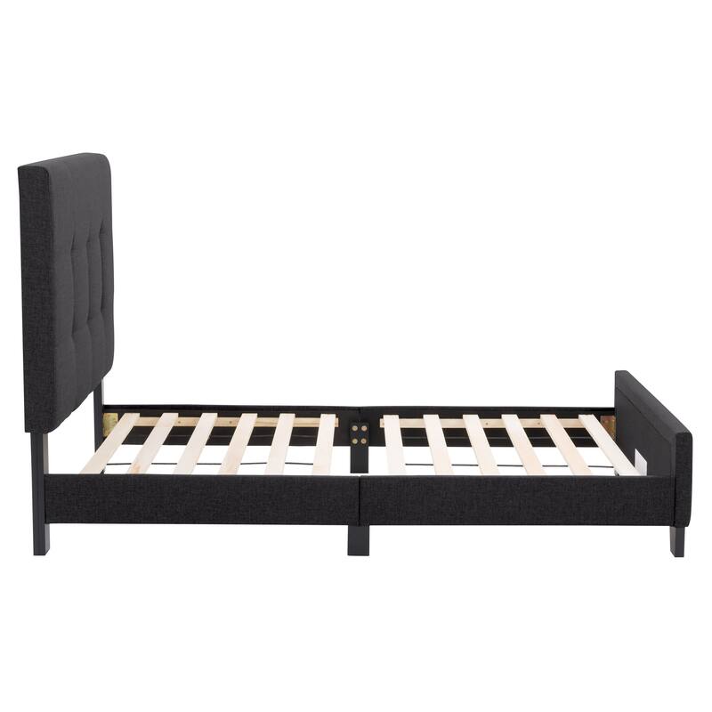 CorLiving Ellery Black Fabric Tufted Bed
