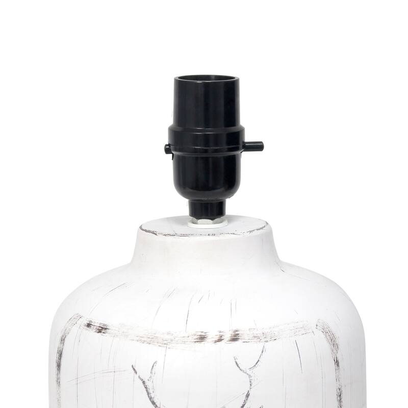 Reindeer Ceramic Table Lamp with Tapered Drum Shade - 17.75" - White