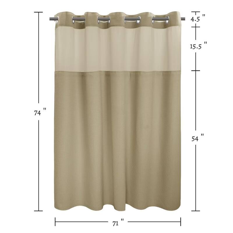 Cotton Blend Honeycomb Waffle Weave Shower Curtain with Snap-in Liner
