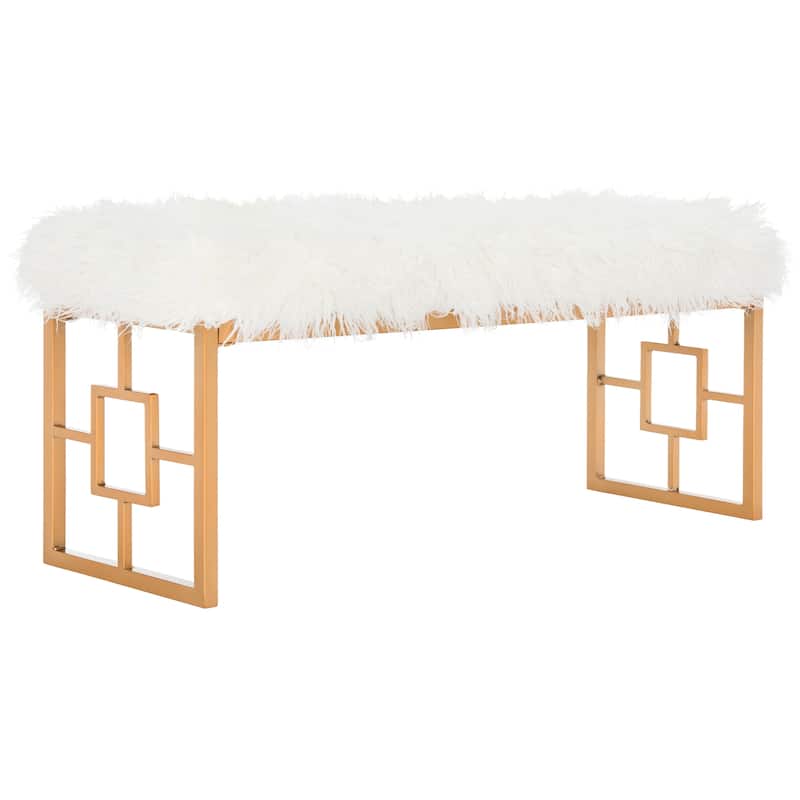 SAFAVIEH Melody White Faux Sheepskin Bench - 48Wx16Dx20H
