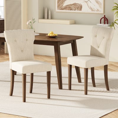 Dining Chairs Set of 2, Upholstered Chair with Rubber Wood Legs Parsons Chair