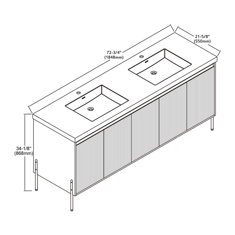 Ripple 72" Double Bathroom Vanity Set