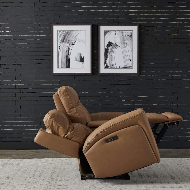 Liberty Furniture Bennett Power Recline Loveseat with Console Brown Leather - Width 80" x Depth 39" x Height 41"