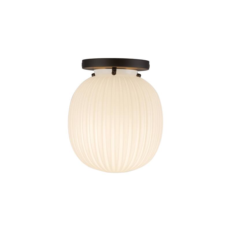 Alora Lighting SF579107 Cherise 7" Wide Semi-Flush Ceiling Fixture - Matte Black / Glossy Ribbed Opal Glass