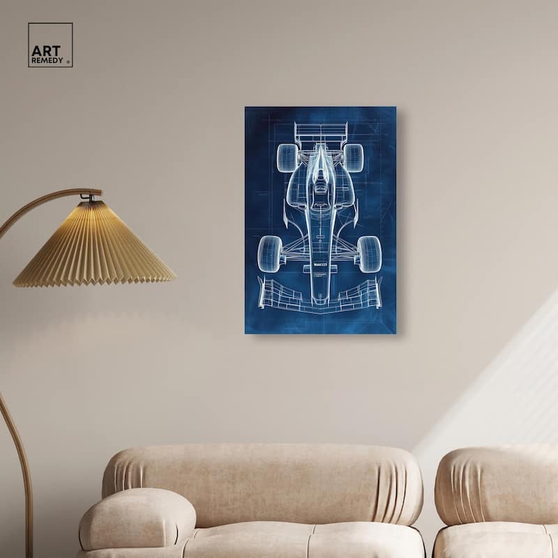 Race Car Blueprint Canvas by Art Remedy, Gallery Wrapped
