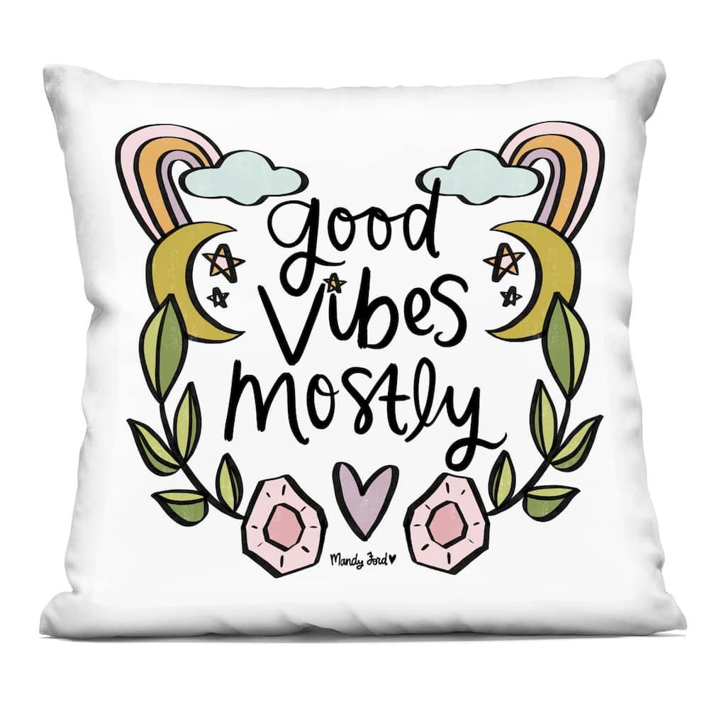 Stupell Good Vibes Mostly Decorative Printed Throw Pillow Design by Mandy Ford Art + Illustration