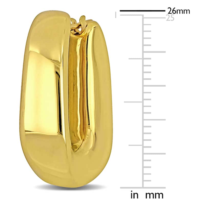 Miadora 26mm Square Oval Hoop Earrings in 14K Yellow Gold