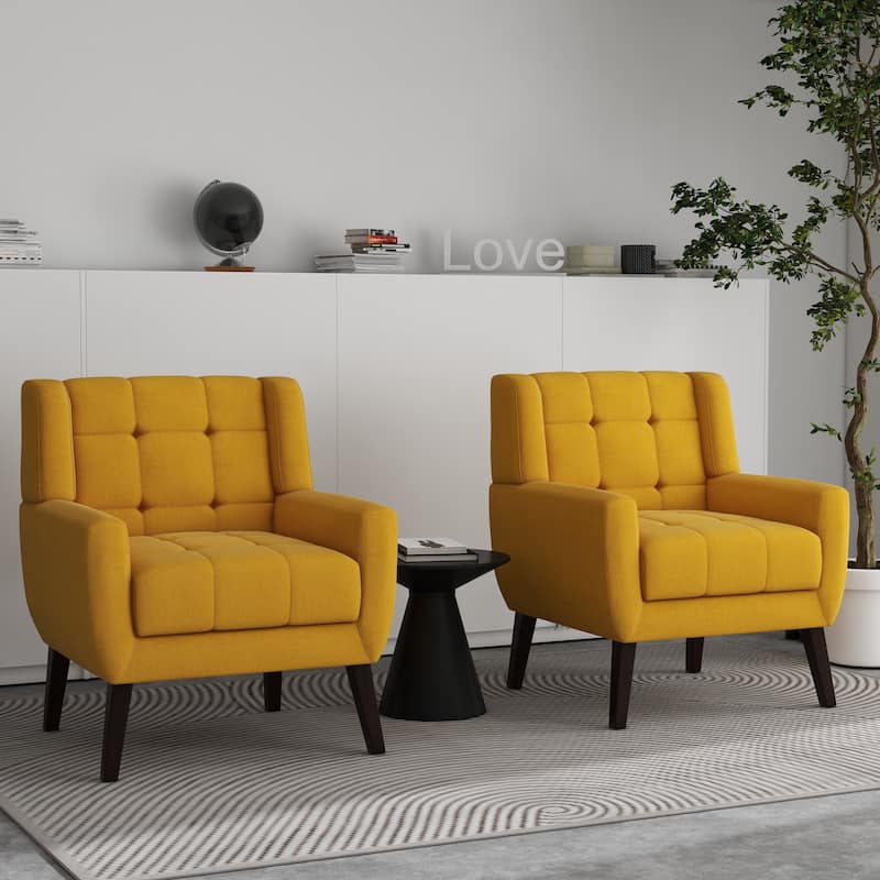 Tufted Arm Chair Upholstered Lounge Chair(Set of 2)