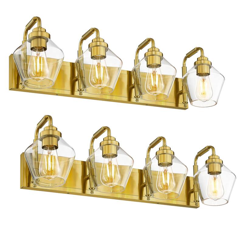 Modern 3/4-Light Bathroom Vanity Light in Oil-Rubbed Bronze/Gold