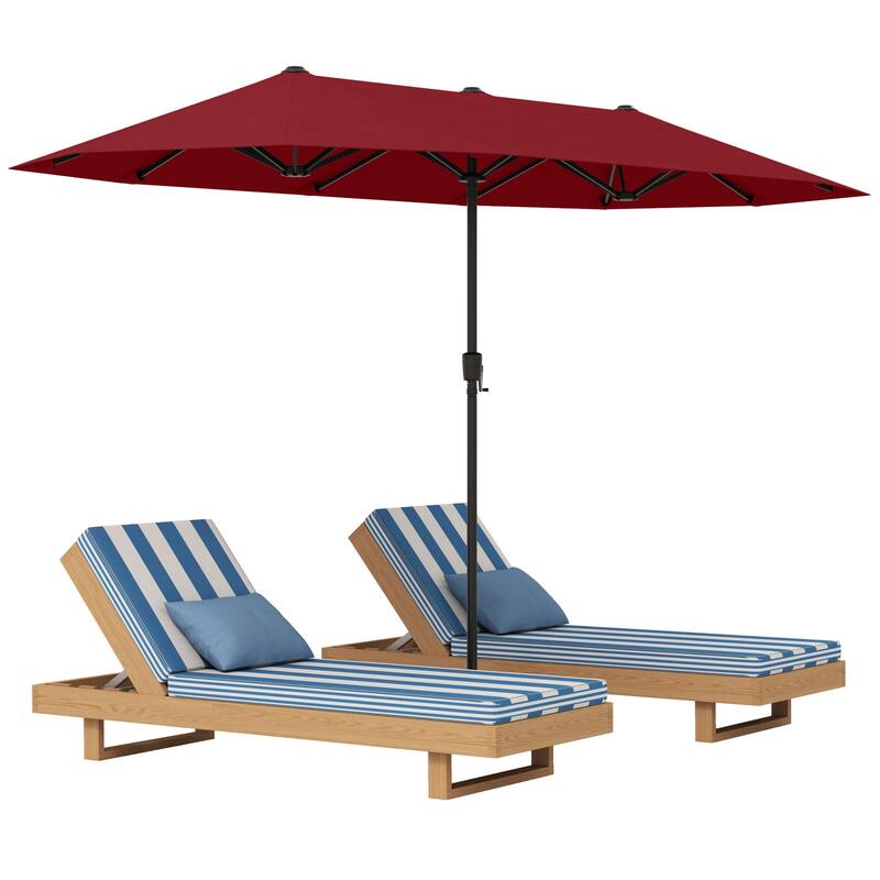 Gymax 13 FT Double-sided Patio Umbrella Outdoor Large Twin Size - Red