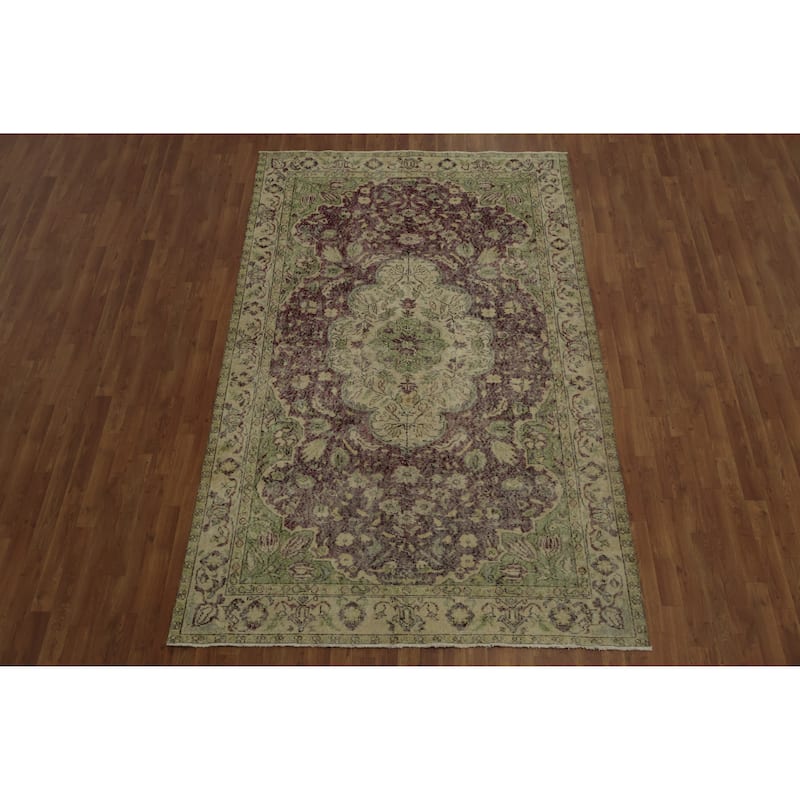 Hand Knotted Oriental 100% Wool Carpet Transitional Floral Brown Anatolian Area Rug - 9' 2'' X 5' 10''