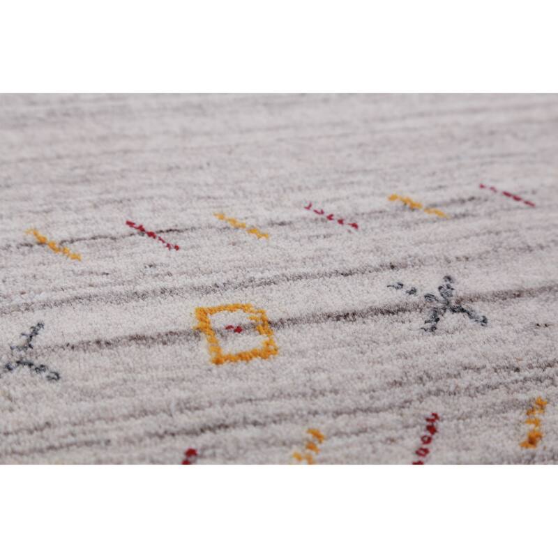 Hand Knotted Oriental 100% Wool Carpet Tribal Stripe Beige & Ivories Gabbeh Area Rug - 8' 10'' X 6' 1''