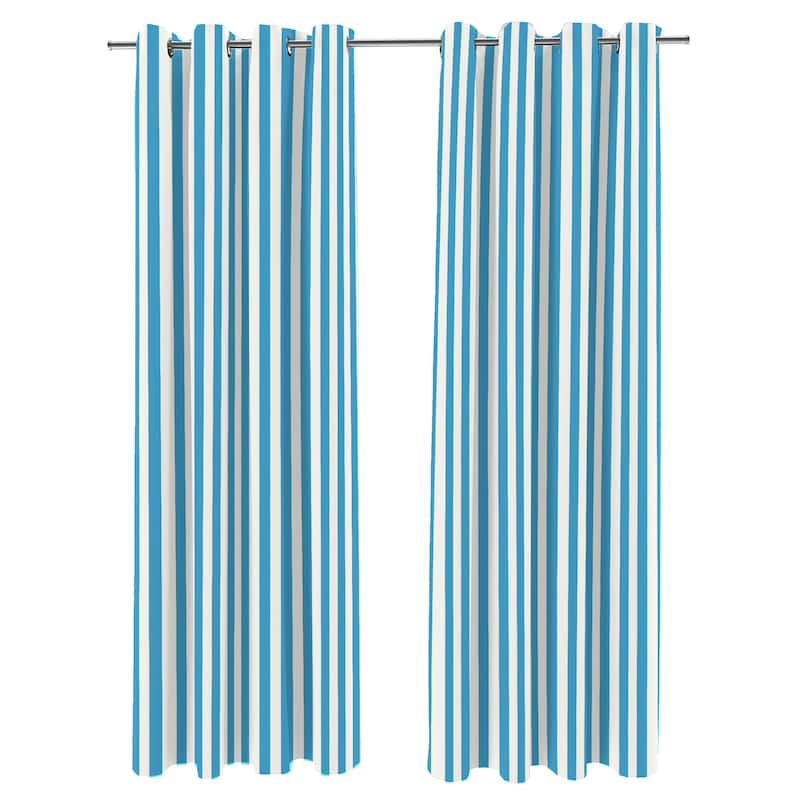 54" x 84" Grommet Semi-Sheer Outdoor Curtain Panel - Caribbean Blue Stripe