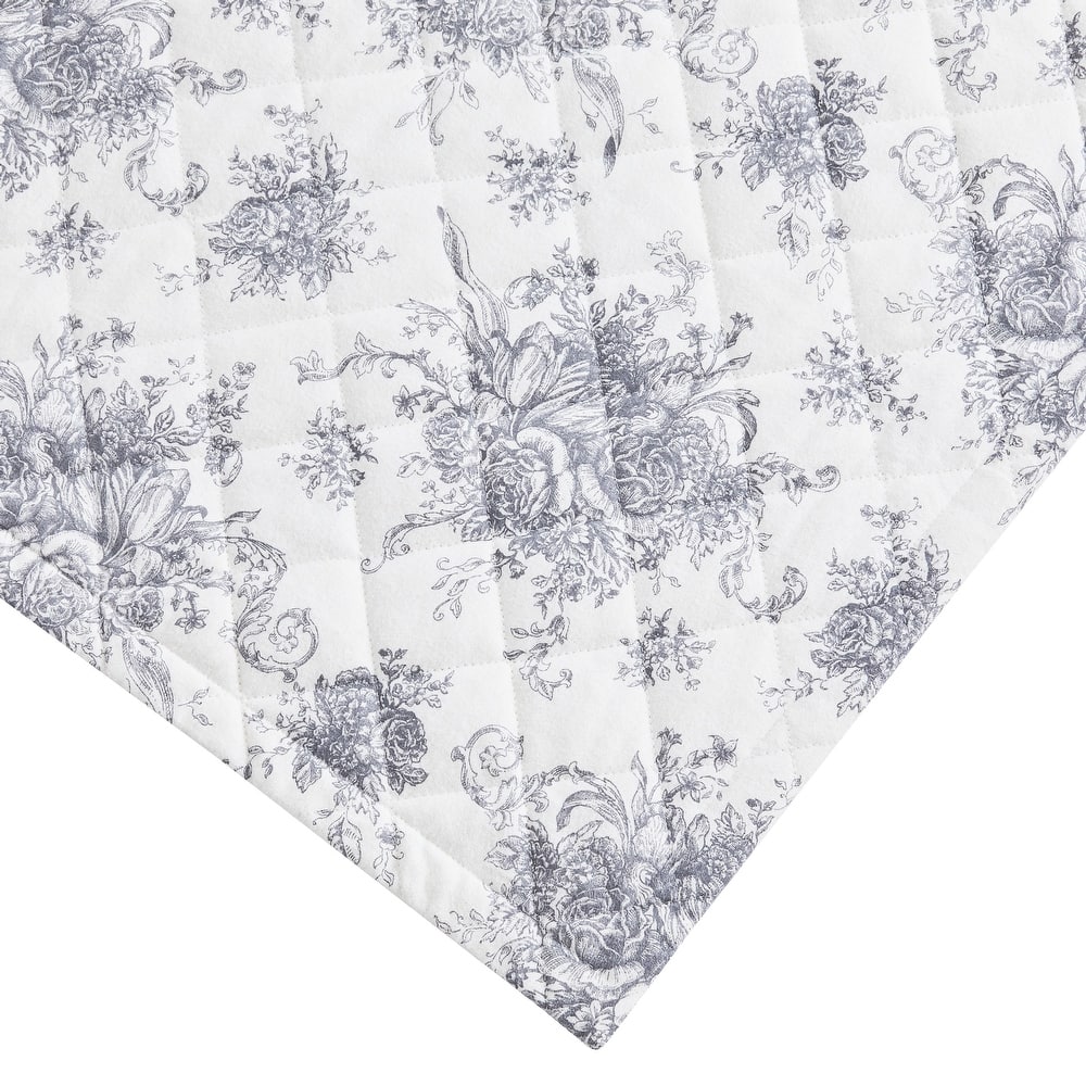 All Cotton Flannel Petit Floral Quilt Set Gray