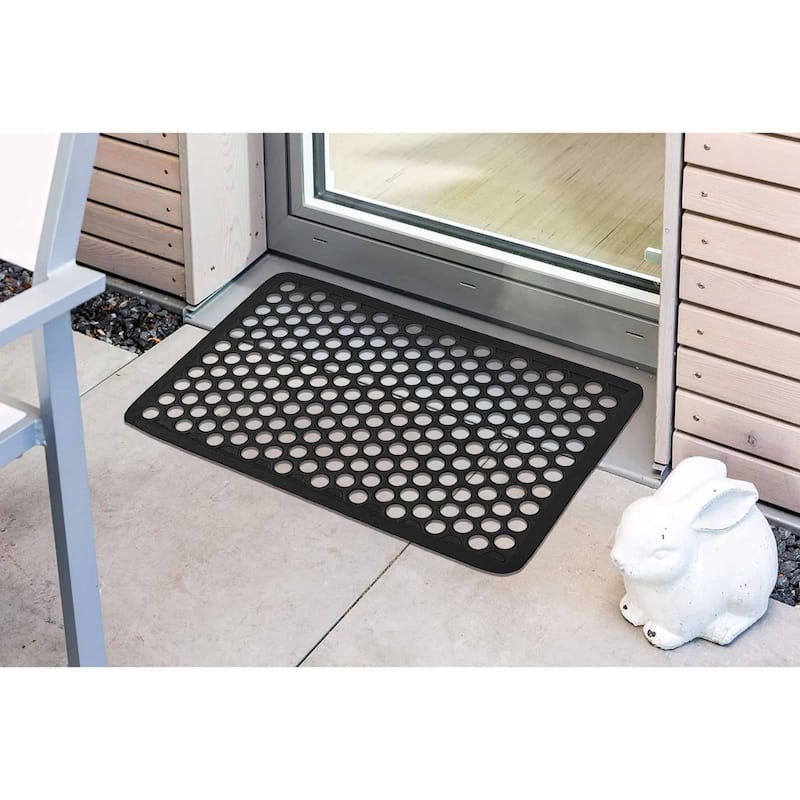 Outdoor Mat Harold Railing Rubber Rug 24x16 Inch Black