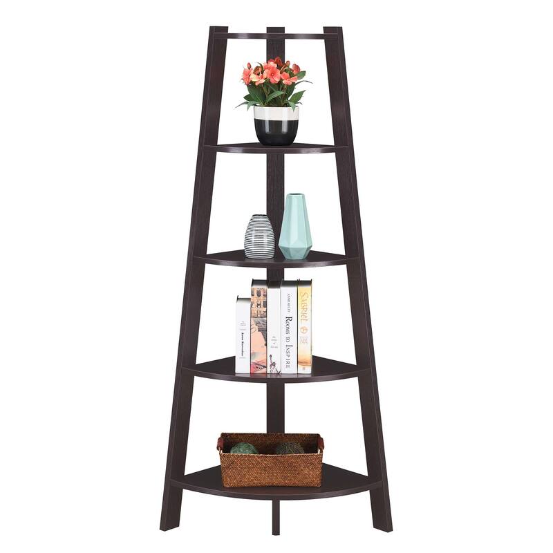 Convenience Concepts Newport 5 Tier Wide Corner Bookcase