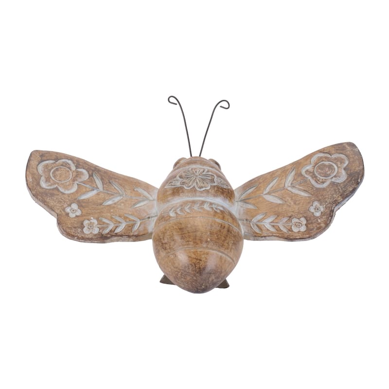Etched Floral Insect Shelf Sitter Decorations - 7" - Brown - Set of 4