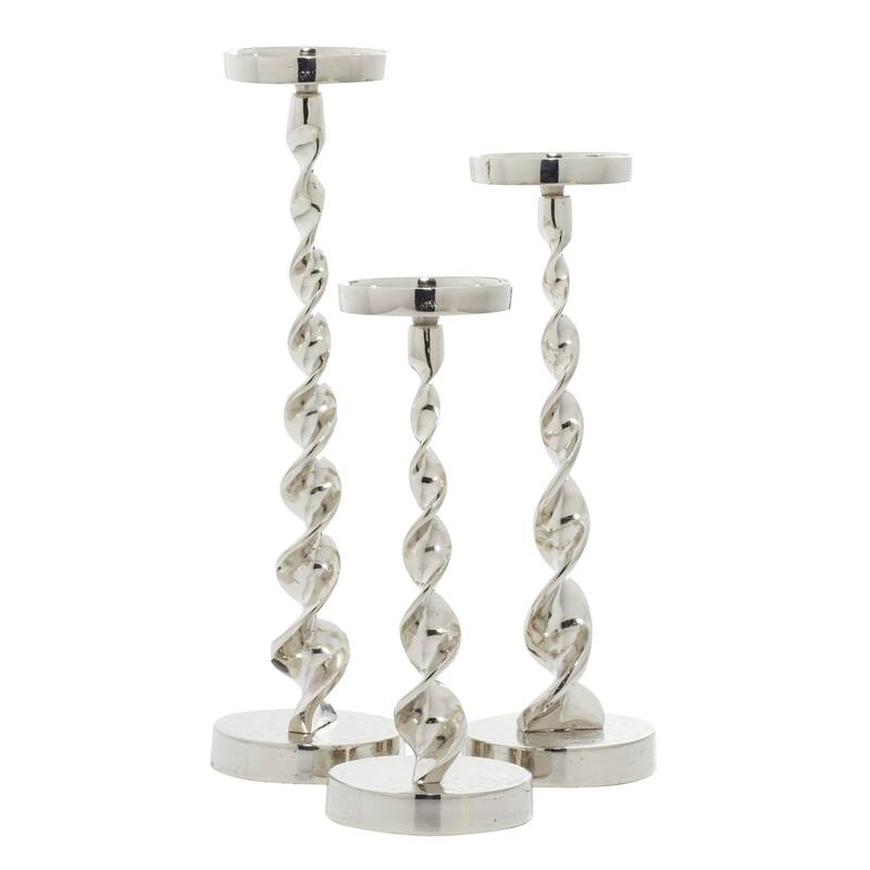 Aluminum Metal Candle Holder - Set of 3 Gold or Silver - Roche River Decor
