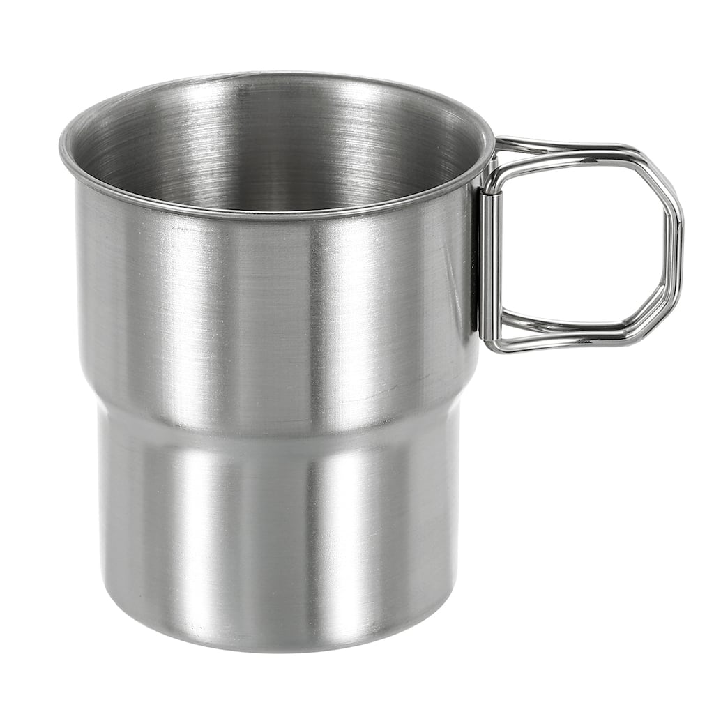 304 Stainless Steel Cups with Handle, 10oz Metal Double Wall Water Glasses Cup - Silver