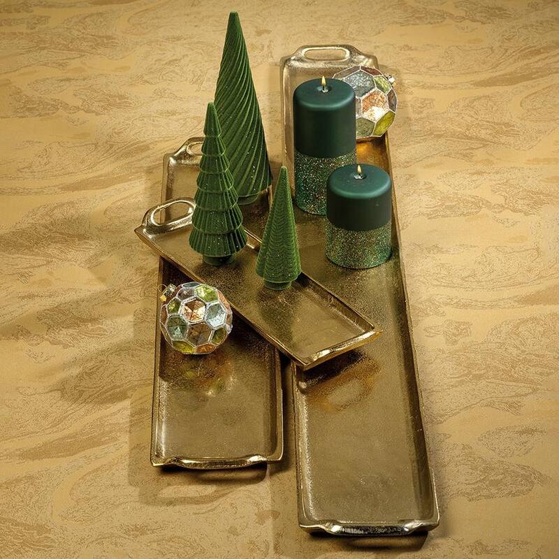 40" Khanya Rectangular Dark Gold Aluminum Tray