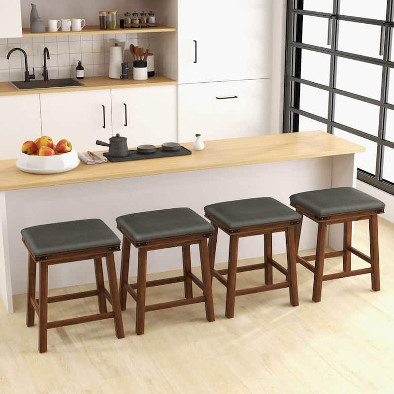 Costway 24'' Dining Bar Stool Set of 2 Counter Height Padded Seat Wood - See Details