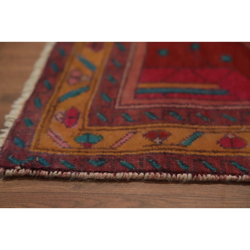 Hand Knotted Oriental 100% Wool Carpet Traditional Tribal Pink Ardebil Runner Rug - 9' 11'' X 4' 0''