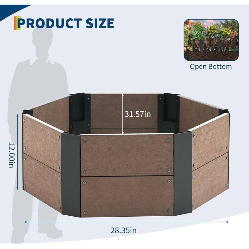 11.8 Inches Deep Hexagon Raised Garden Bed Kit