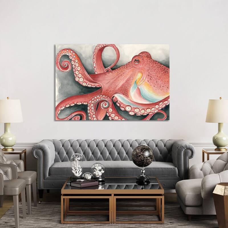 iCanvas "Giant Red Pacific Octopus Watercolor Art" by Seven Sirens Studios Canvas Print