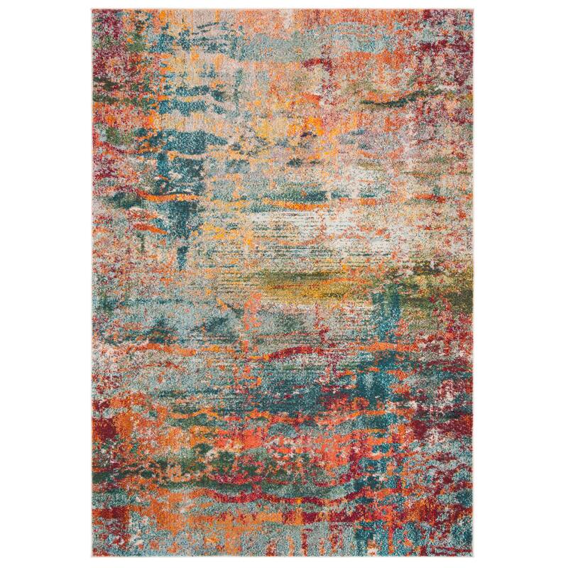 SAFAVIEH Monaco Ilianka Boho Rug - 5' Square - Teal/Orange