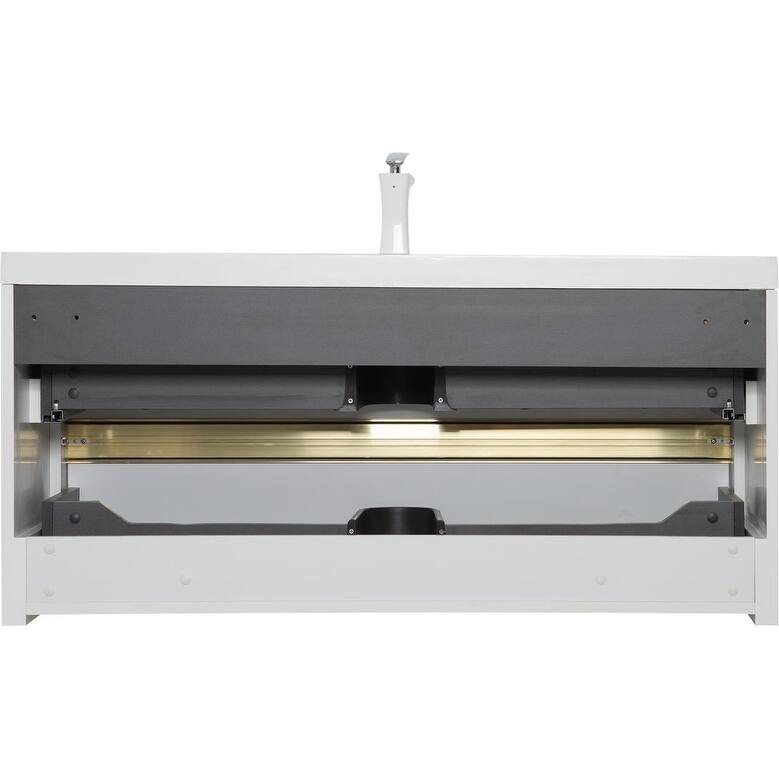 Abruzzo 48" Wall-Mount Bathroom Vanity with Stone Resin Top and Dual Soft-Close Drawers