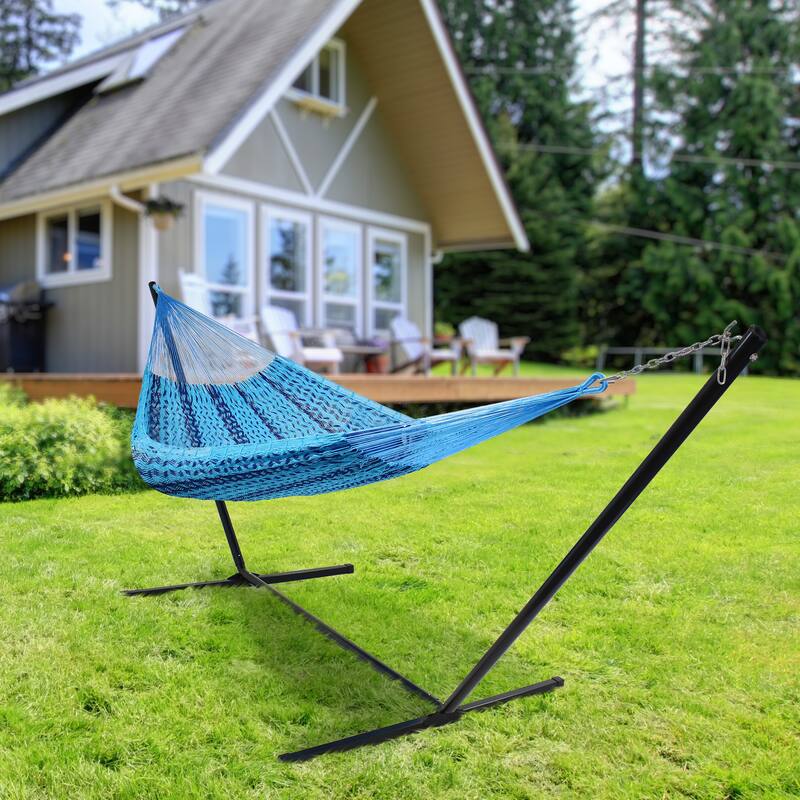 Mayan Family Hammock XXL Blue Handwoven Thick Cord - 880-lb. Capacity