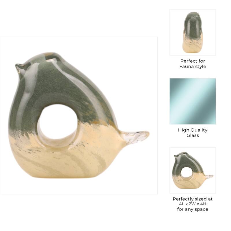 Artistic Glass Bird Statue with Hollow Center - Green