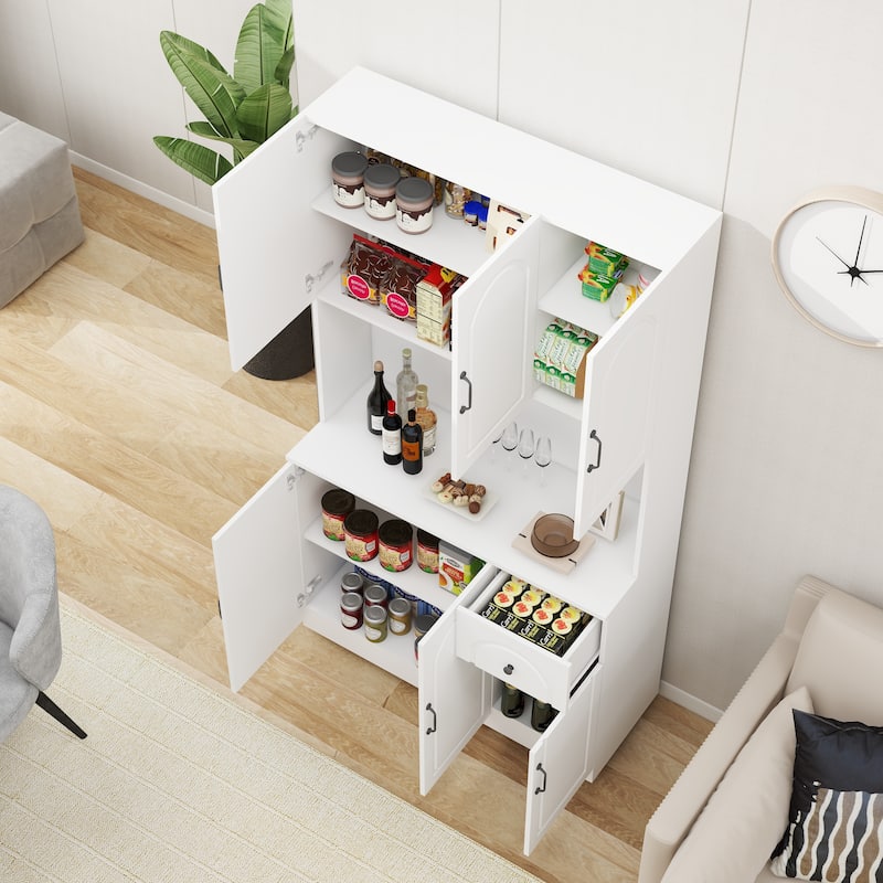 Kitchen Pantry Sideboard with Microwave Oven Countertop