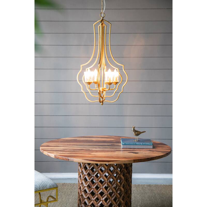 4 - Light Metal Chandelier, Hanging Light Fixture with Adjustable Chain, Bulb Not Included