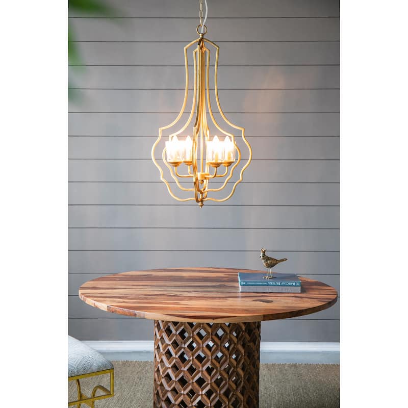 4 - Light Metal Chandelier, Hanging Light Fixture with Adjustable Chain for Kitchen Dining Room, Bulb Not Included