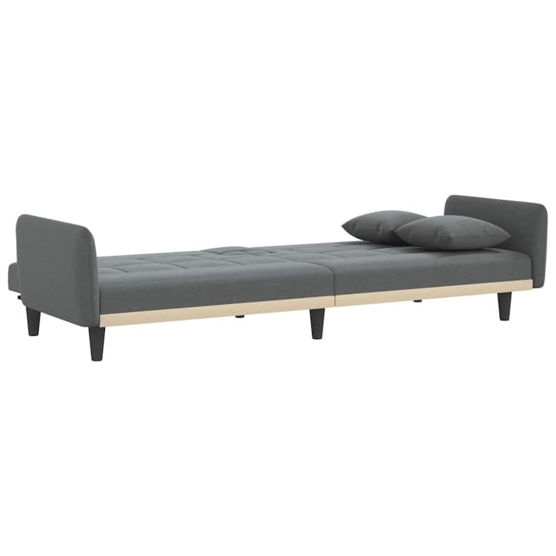 vidaXL Sofa Bed with Cup Holders Black Fabric - 86.6" x 35" x 27.6"